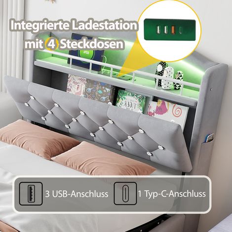 Couchtisch aus Stoff in Grau 221 x 94.4 x 109 cm HOMAIRE (1/5)