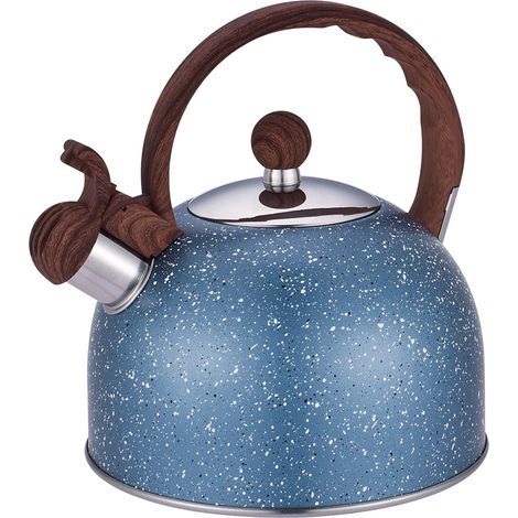 Bouilloire Sifflante Induction 2,5 L Inox Théières pour Cuisinière, Poignée Résistante à la Chaleur, Tous Feu Donc Induction, Théière avec Sifflet pour Thé, Café, Bleu Étoilé (1/5)