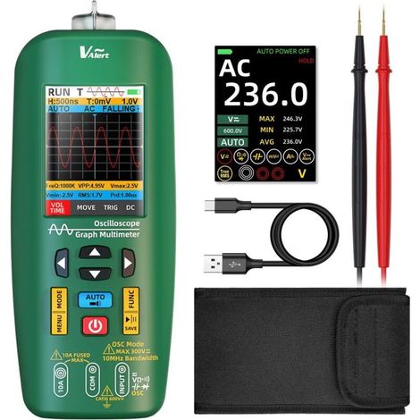 BSIDE O1 Multimètre Numérique TRMS avec Oscilloscope LCD Couleur 4 Résultats Testeur Oscilloscope Portable 10Mhz Auto Calibrage Voltmètre Ampèremètre Rechargeable pour PC DIY Automobile Électronique (1/4)