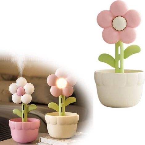 Mini humidificateur mignon en forme de tournesol - Humidificateur à brume froide portable - Avec veilleuse - Alimentation USB - 300 m (1/5)