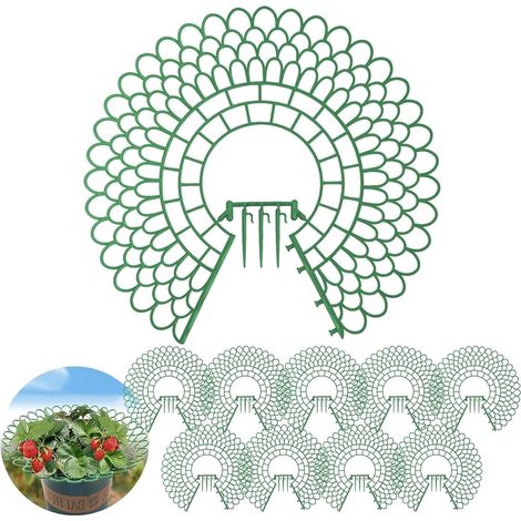 10 Pcs Recycled Plastic Strawberry Stands, Petal Shaped Plant Support for Strawberries/Tomatoes, Stable Feet - Green UV Resistant (Cultivate Without Contact with Soil) (1/5)