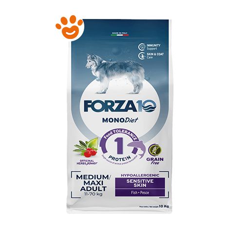 Forza10 Dog Monodiet Medium/Maxi Adult Sensistive Skin Pesce - Sacco 10 Kg -