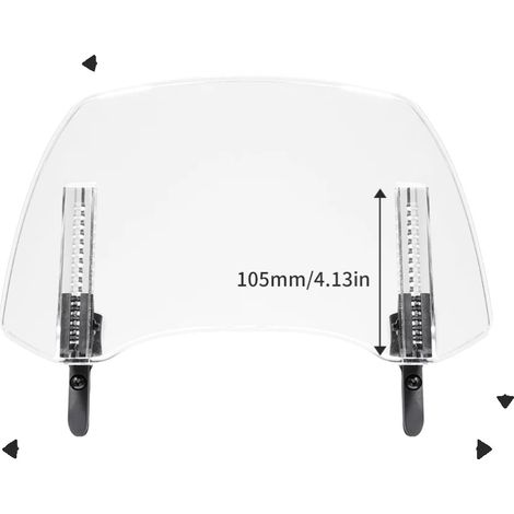 Prolunga per parabrezza moto, angolo regolabile a 135 gradi, regolazione in altezza di ±110 mm, plastica ABS trasparente. (1/2)