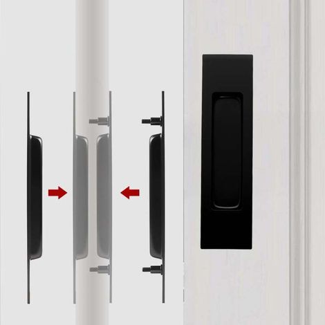 Poignée de porte encastrée ovale compatible avec portes coulissantes, acier inoxydable, ensemble complet de poignées double face (1/5)