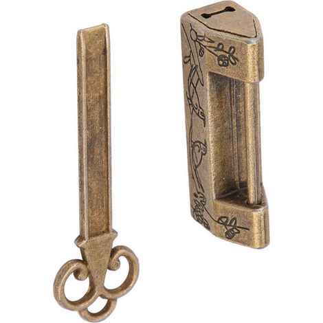 Cadenas miniature traditionnel chinois en forme de fleur de pie, idéal pour les meubles anciens, couleur bronze. (1/5)
