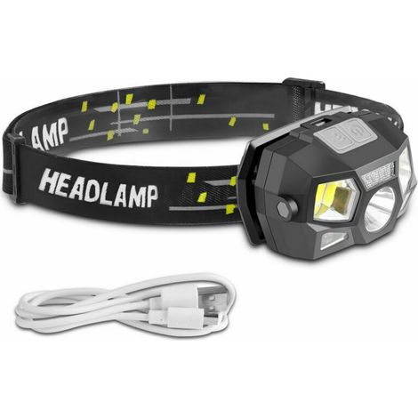 Lampe Torche LED Ultra Puissante, Charge USB forte lumière LED capteur étanche phare pêche de nuit en plein air et course à pied (1/5)