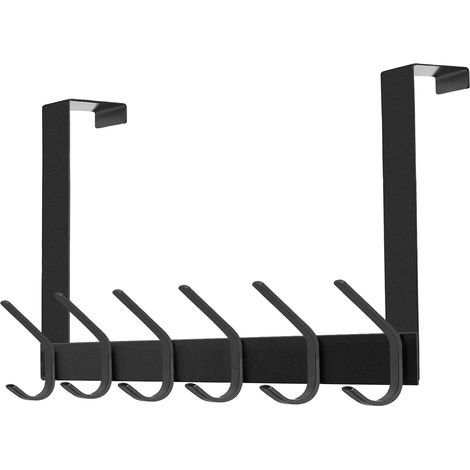 Ganci da porta, appendiabiti resistenti, adatti per cappotti, accappatoi, cappelli, asciugamani, portasciugamani da bagno con 12 ganci, nero opaco. (1/5)