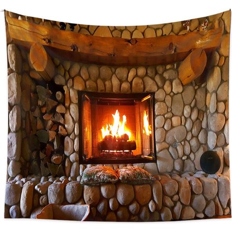 1PC Wall Tapestry, Wall Hanging, Fireplace Motif, Wall Decoration for Bedroom, Living Room, Office, 150 x 200cm (1/5)