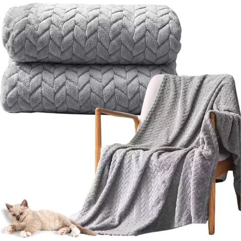Manta de espiga para cama, cálida colcha, 160x200 cm, decoración gris claro (1/5)