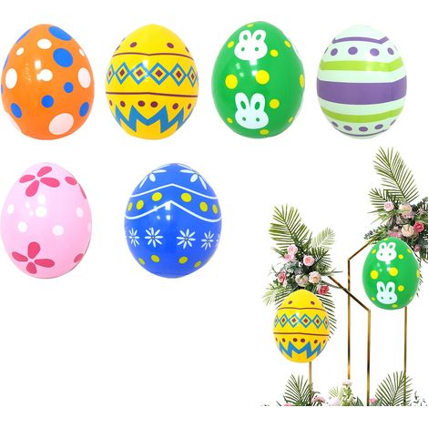 Décoration extérieure d'oeufs de Pâques d'atmosphère printanière, 6 paquets de grandes décorations, décoration de fête de Pâques, adaptées à l'intérieur et à l'extérieur, ameublement, terrasses, pelou (1/5)