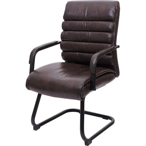 [NON UTILIZZATO] Sedia conferenza ufficio struttura a slitta HHG-841 59x60x100cm ecopelle scamosciata marrone