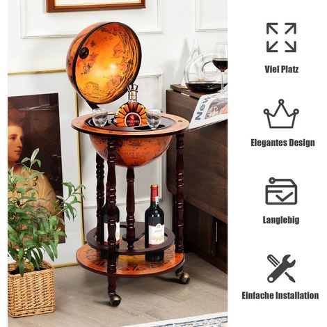Globusbar barwagen globus bar hausbar servierwagen weinregal mit rollen