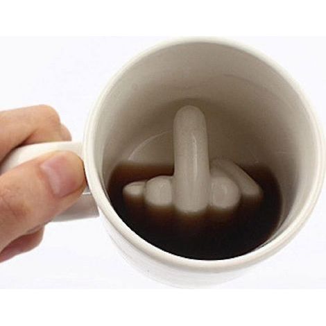 Tasse en céramique 350 ml, motif humoristique « Bonne journée » avec inscription « Va te faire foutre ». (1/5)