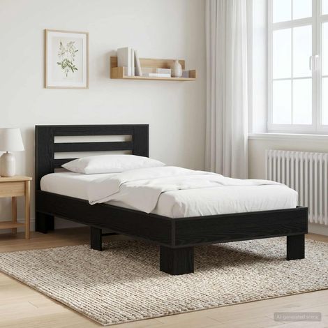 vidaXL Bed Frame with Headboard Black Oak 80 x 200 cm Engineered Wood (1/5)