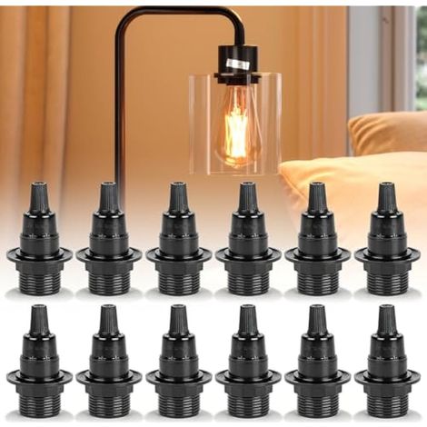 12 douilles E14, noires : douille 250 V 2 A, base en bakélite, pour lampes de table et lampadaires, éclairage à faire soi-même (1/5)