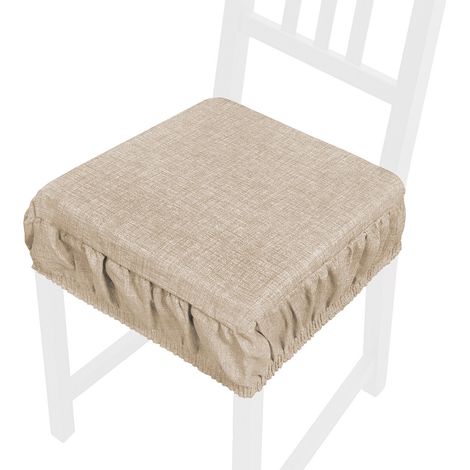 Cuscino Sedia Morbido Sfoderabile Coprisedia Cotone Lavabile Colore Pastello 100% Made In Italy - Beige