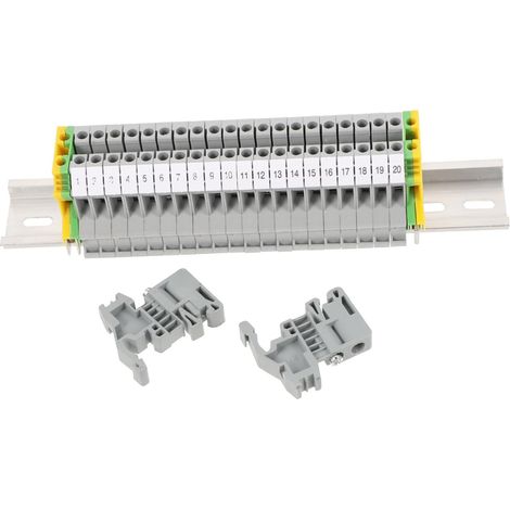 bornier sur rail DIN avec bloc de terre et support d'extrémité. Kit (1/5)