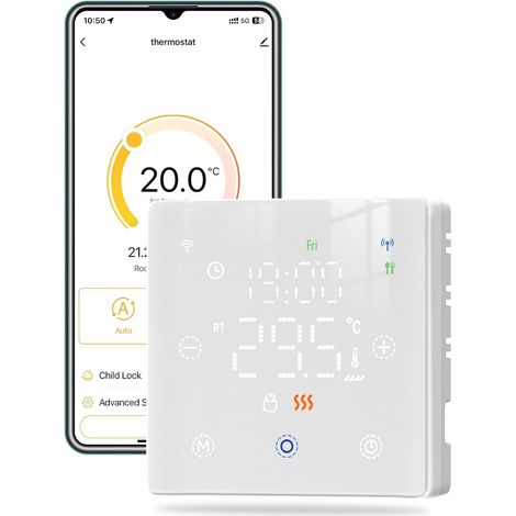 Thermostat Intelligent ZigBee à Batterie pour Chaudière Gaz - Programmable Compatible Alexa Google Home (1/5)