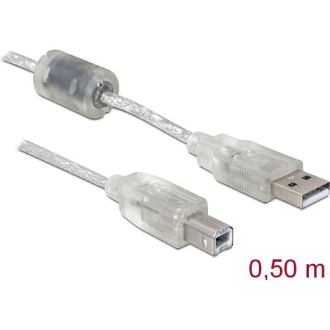 cable usb 2.0 tipo-a macho usb 2.0 tipo-b macho de 0.50 m transparente