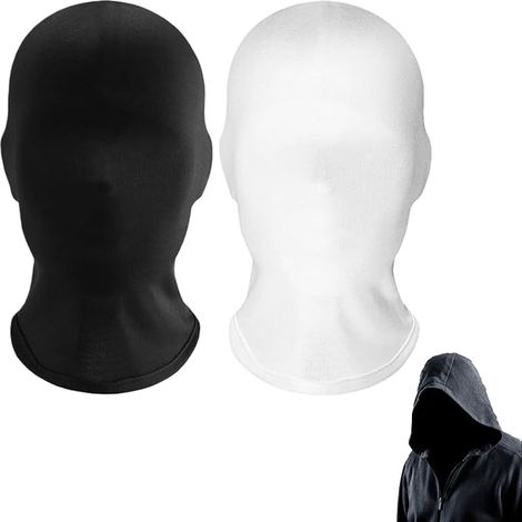Masque intégral noir en 2 pièces, masque respirant en élasthanne, masque unisexe sans visage pour Halloween, les fêtes et le cosplay (1/5)