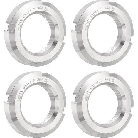 4Pcs M30 x 1,5 mm Écrous Ronds à Quatre Fentes de Retenue Argent (1/5)
