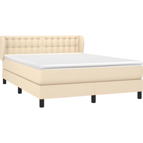 Giroletto a Molle con Materasso Crema 140x200 cm in Tessuto vidaXL (1/4)