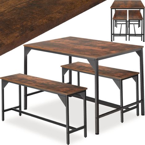 Lot chaises de salle à manger 3 pièces bois et acier foncé