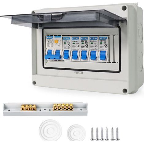 Panneau de Disjoncteur d'unité de Consommateur à 4 Voies, Boîte de Disjoncteur de Fuite,Tableau Electrique Etanch,Disjoncteurs électriques 63A,Commutateur D'air IP65 (1/5)