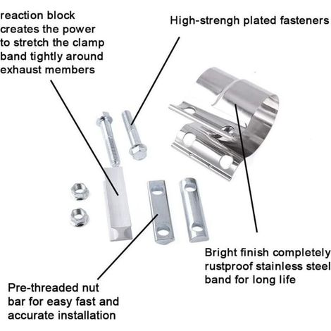 Collier de tuyau d'échappement en acier inoxydable 2,5 pouces – Installation facile – Résistant à la corrosion – Compatible avec la plupart des modèles de voiture (1/3)