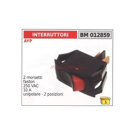 Interruptor AYP 2 pequeños terminales faston 250 VAC 10 A unipolar 012859