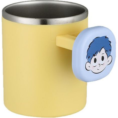 1 tasse de brosse à dents, tasse de salle de bain,Coupe jaune + petit garçon bleu (1/5)