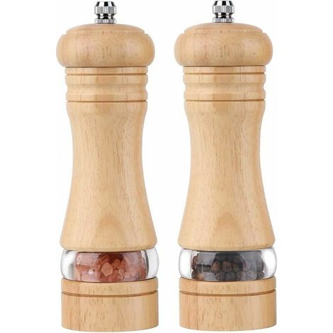 2Pcs Moulins à Poivre et Sel, Manuel Moulins à Épices,Moulin à Poivre en Bois, Salieres et Poivrieres Bois, Salière et Poivrière Réglables en Bois（Couleur du bois）