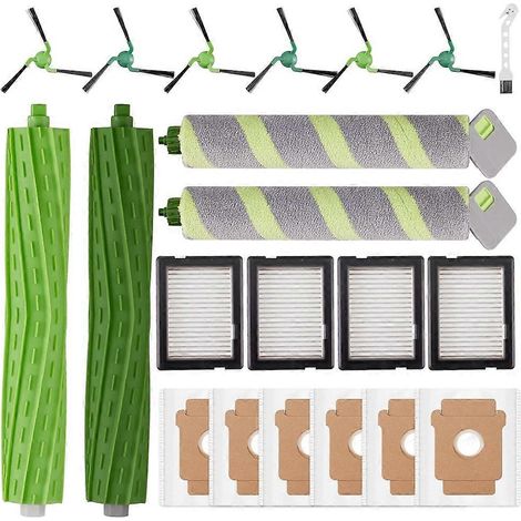 Un kit de remplacement de 21 pièces compatible avec l'aspirateur robot Max 705 Combo / 706 Combo, comprenant des brosses, des sacs à poussière, des filtres et des balais à franges. (1/5)