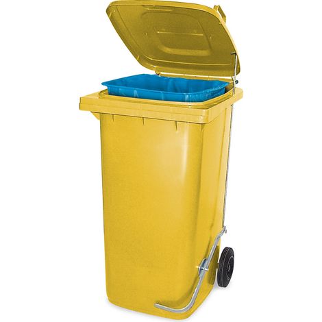 BRB Müllbehälter mit Fußpedal und Klemmring, 80 Liter, BxTxH 445x520x930 mm (gelb)