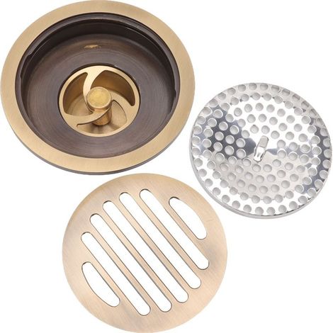 Drain douche rond vintage – robuste – résistant usure – salle bain / garage (1/5)