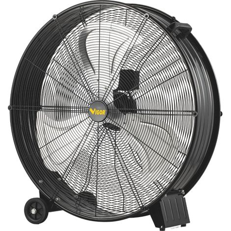 Ventilateur industriel 240W Ø75cm 3 vitesses 3 pales sur roue - Ventilateur de chantier CRIO Débit air puissant 11000m³/h