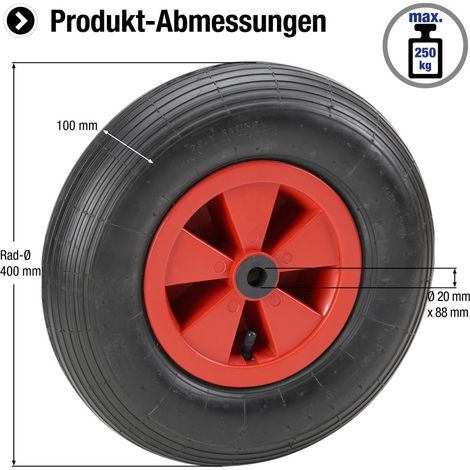 Metafranc Luftrad Ø 400 mm - PVC-Felge - Typ 4.80 / 4.00 - 8 - 250 kg Tragkraft - Gleitlager