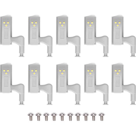 Capteur de charnière d'armoire à LED Lampe de nuit à économie d'énergie Installation facile, 10 pièces pour placard de chambre (1/5)