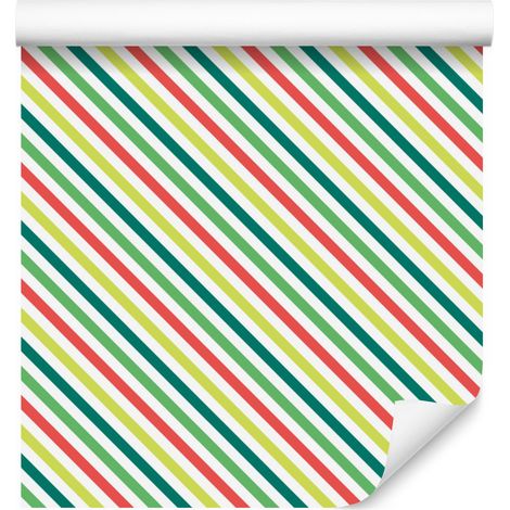 Tapete mit cremefarbenen und korallenfarbenen Streifen für Wohn- und Schlafzimmer, 50 x 1000 cm (1/5)
