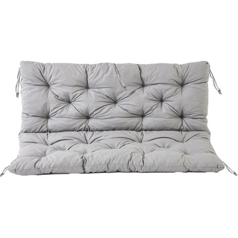 Cojín acolchado para muebles de jardín, para banco de 3 plazas con respaldo, aprox. 150 x 98 x 8 cm, gris
