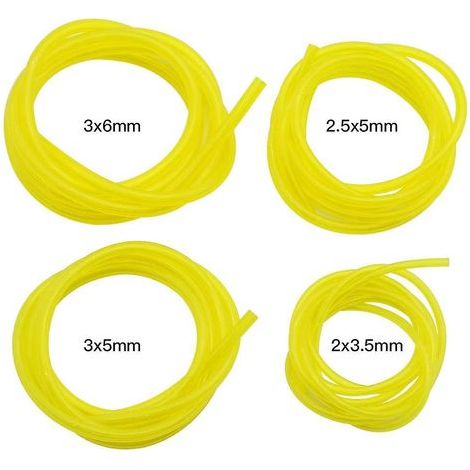 Juego de 4 mangueras de gasolina, 1,5 m de longitud, manguera de combustible universal para herramientas de jardín, apta para sopladoras, cortacéspedes, motosierras y desbrozadoras, color amarillo cla (1/5)