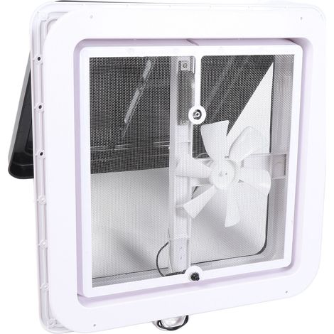 Ventilateur d'évent de toit de camping-car 14in avec moteur DC12V résistant au soleil pale 6 pouces couvercle noir pour remorques, camping-cars (1/5)