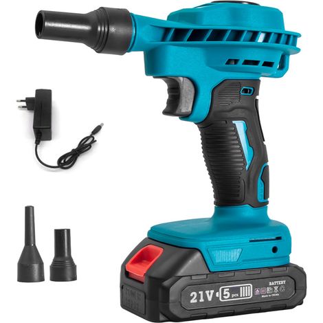 Sèche-cheveux compact lithium-ion 21 V, souffleur domestique pour éliminer la poussière, souffleur de feuilles sans fil, avec batterie et chargeur (1/5)