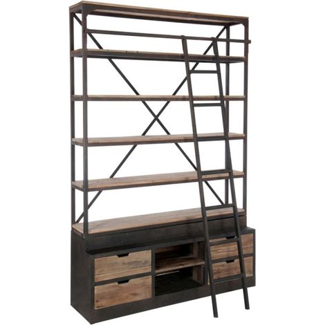 Etagère 4 Niveaux "Echelle" 243cm Naturel & Noir (1/5)