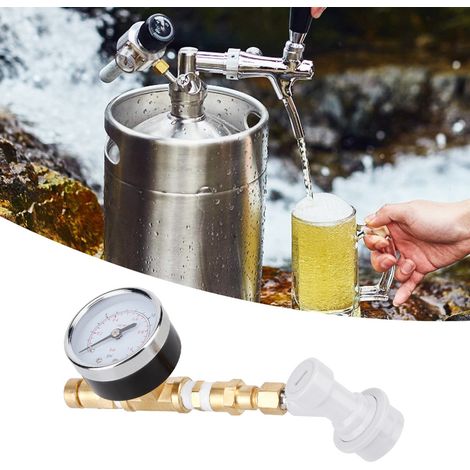 Ensemble de soupape de décharge réglable à verrouillage à bille avec manomètre 0-15 psi (0-1 bar) pour équipement de brassage (1/5)