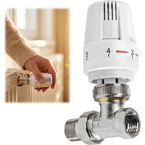 Vanne thermostatique 1/2" en laiton, vanne de radiateur DN15 (1/5)