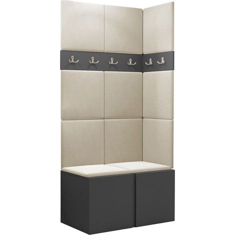 Conjunto para recibidor Pinis I, Manila 02, 186x84x46cm, Aglomerado laminado, Tapiz, Colocada, Montada en la pared