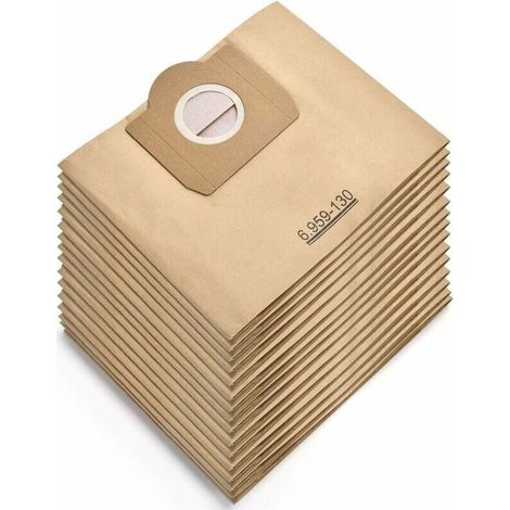 Sacs aspirateur 15 pièces, sacs papier filtrant pour Karcher 6.959-130.0 WD3 WD3P MV3, sacs de remplacement pour aspirateur eau et poussière, accessoire pour Karcher WD3 Premium (1/5)