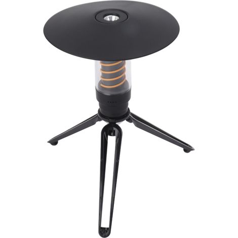 Tragbare LED-Campinglampe, wasserdichte Zeltlampe, wiederaufladbare Camping-Stativlampe mit Regenschutzdach, schwarz (1/5)