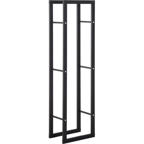 Portalegna Legnaia Verticale in Ferro 40x25x150 cm da Interno Max 100Kg Nero (1/5)